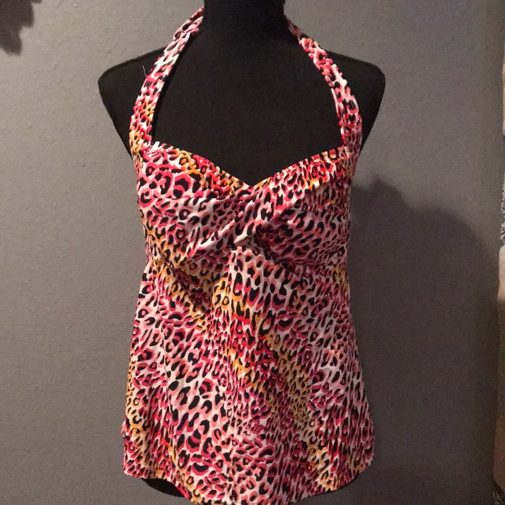 Multicolored halter takini top